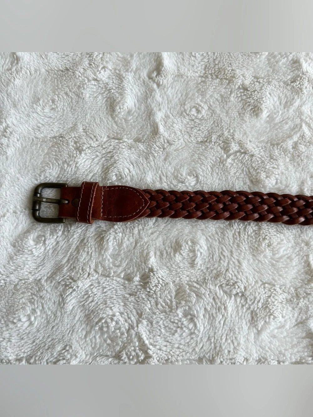 Omega Braided Leather Belt Womens Medium 35” Brown Woven Western Boho Festival